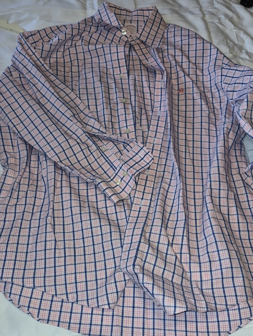 Brooks Brothers Pink and Blue Check Dress Shirt